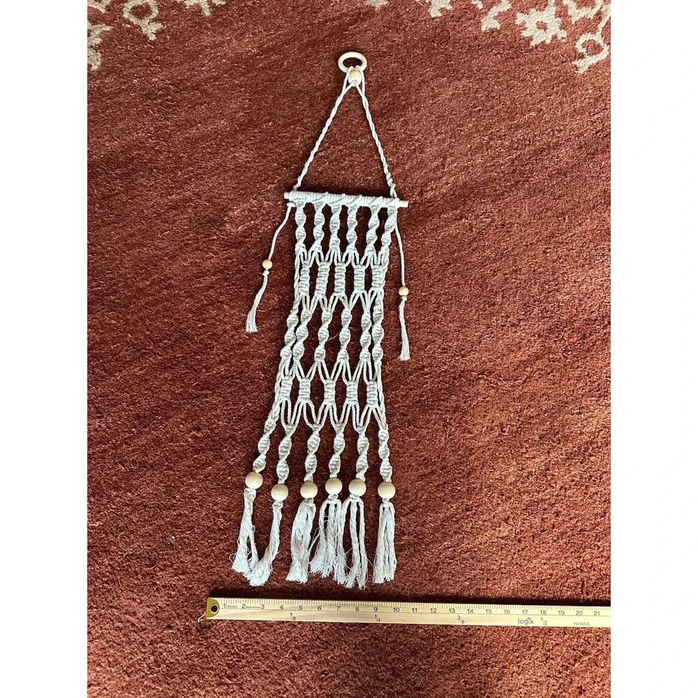 Small Macrame Woven Wall Hanging Cream Boho Cottagexore Witchy